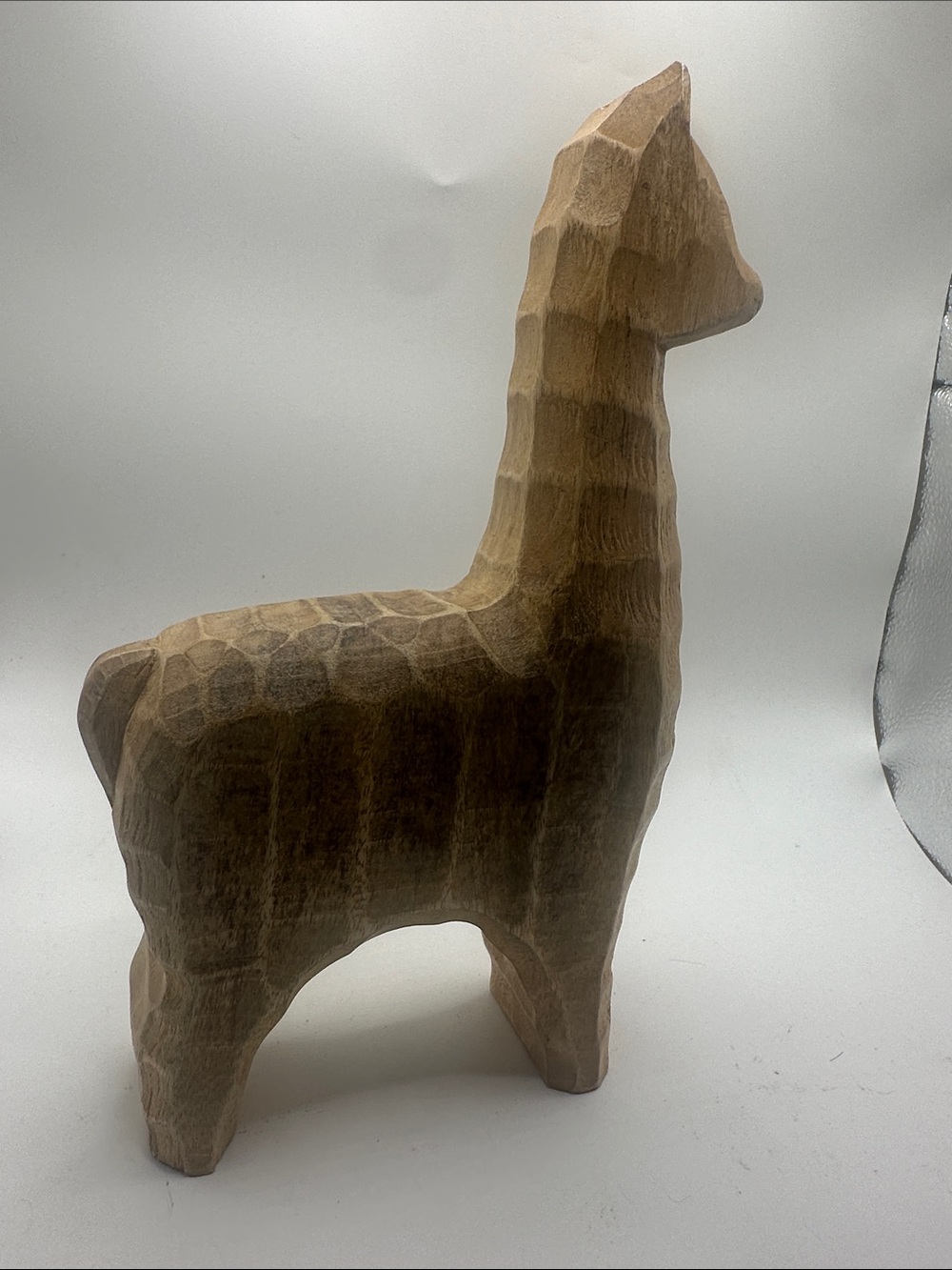 Handcarved Wooden Llama Sculpture - Natural Wood